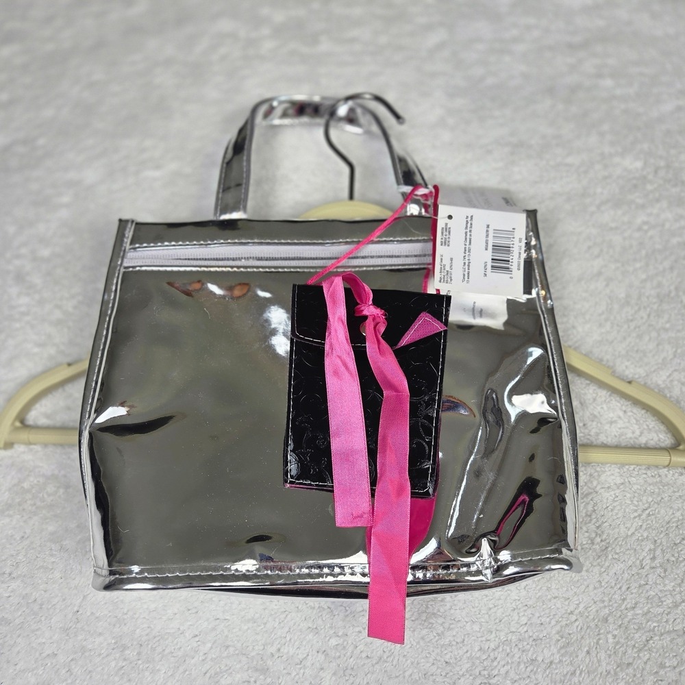 Sophia Joy Conair Thermal Cosmetic Bag Silver Metallic Insulated Tote with Pouch
